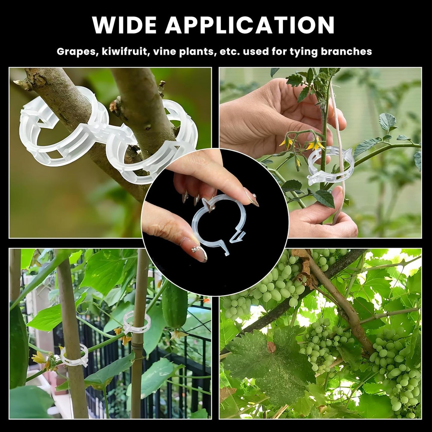 Skiennix Plant Clips - 100 Pcs Garden Support Clips for Climbing Plants & Tomatoes | Durable & Adjustable
