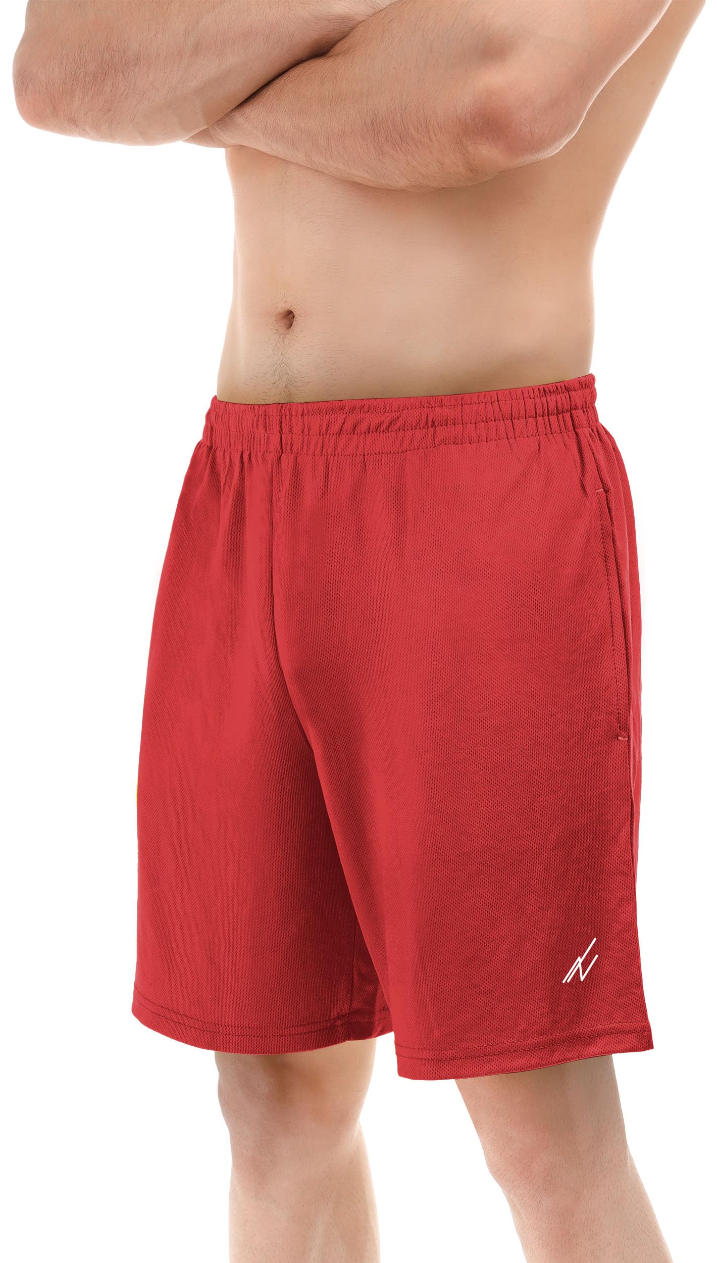 NY Threads Men's Athletic Shorts Quick Dry Loose-Fit Lightweight Running Workout Gym Shorts with Pockets, Large, Red
