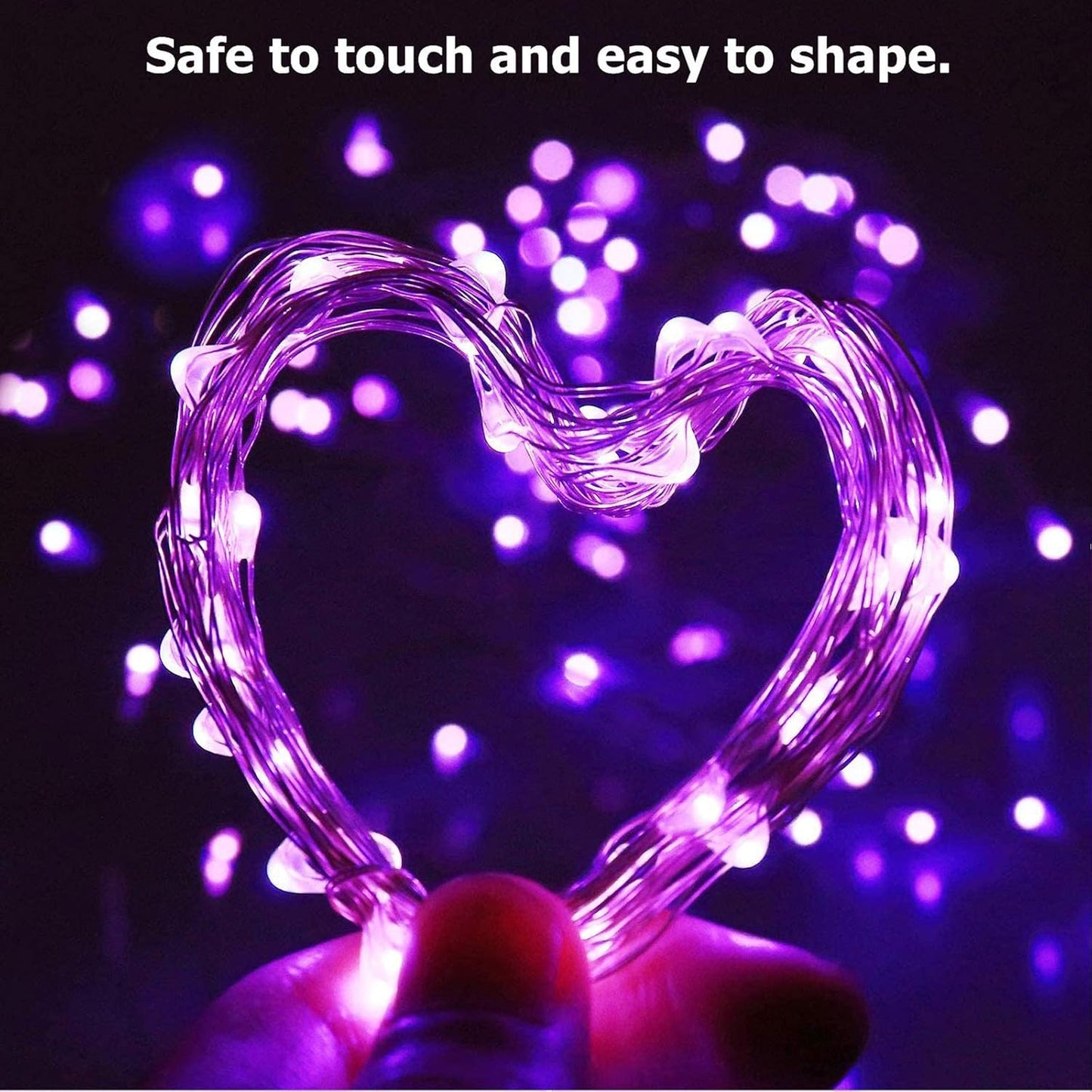 300 LED Dimmable Purple Fairy Lights - 99 Ft Waterproof Silver Wire String Lights with Remote for Christmas, Halloween, Party & Garden