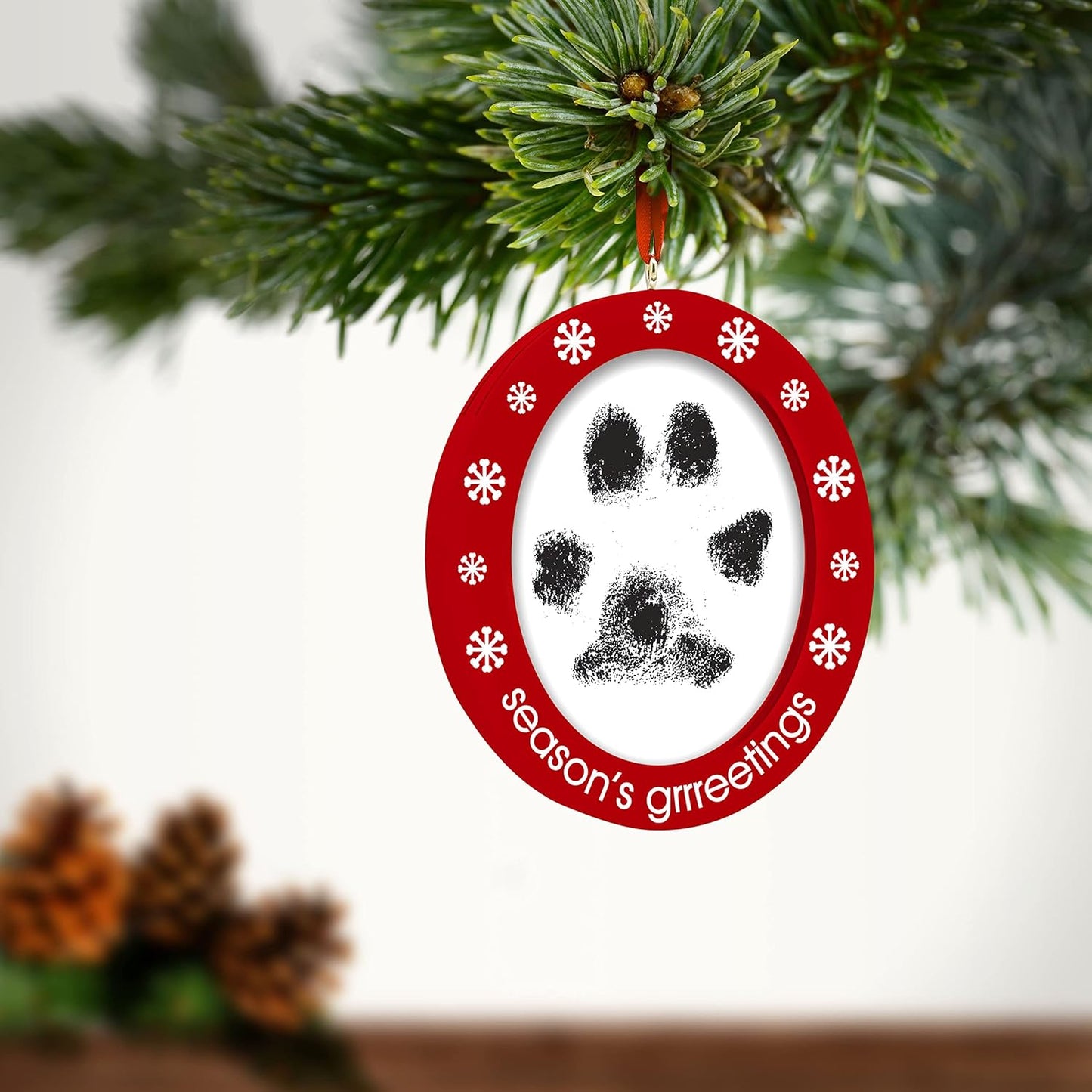 Double-Sided Christmas Pawprint Ornament for Dogs & Cats - DIY Keepsake with Clean-Touch Ink Pad