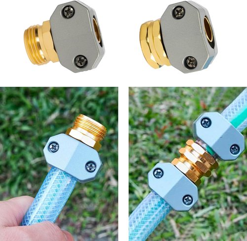 Hourleey Garden Hose Repair Kit - Aluminum Alloy Hose End Menders with 4 Extra Washers | Fits 5/8" & 3/4" Connectors