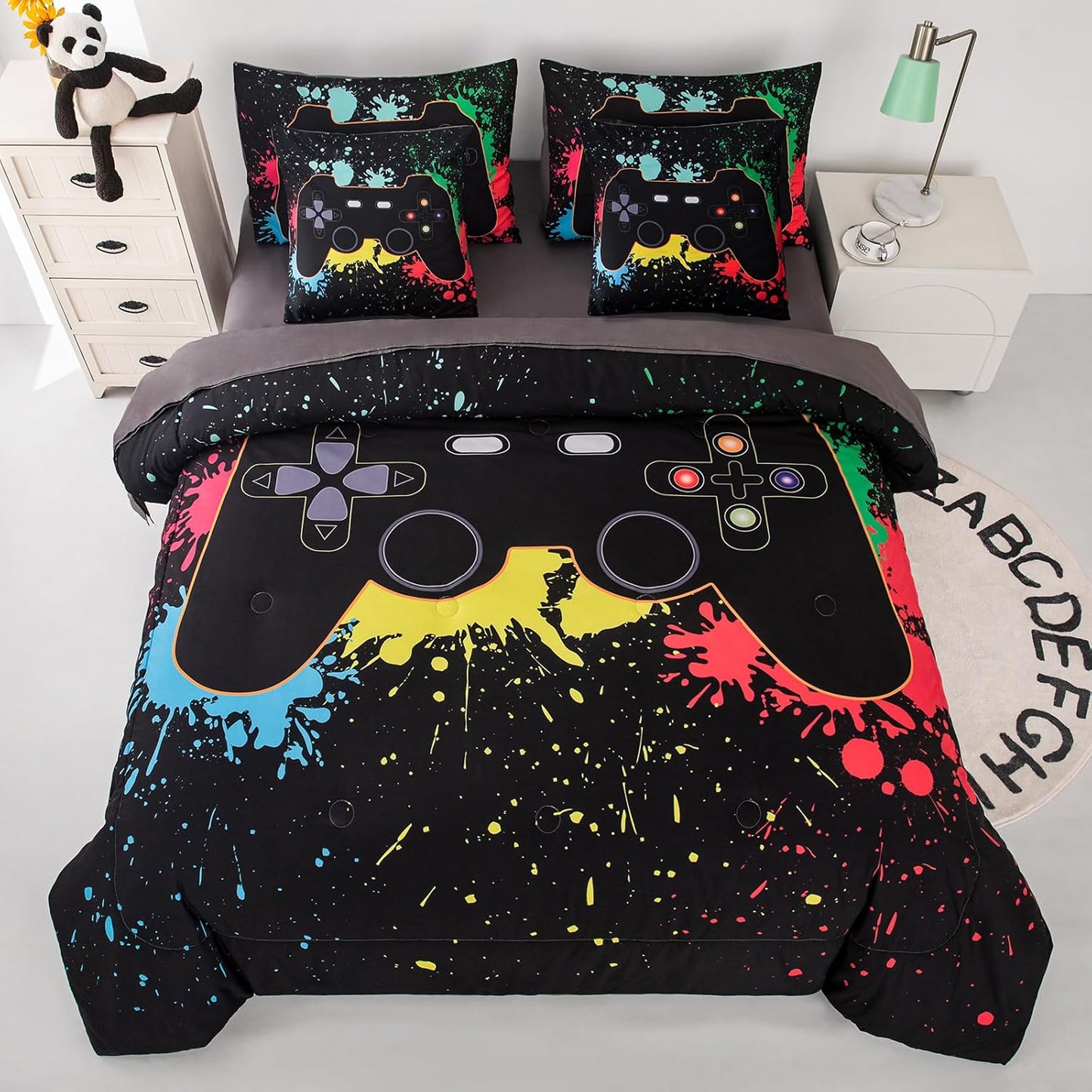 Dinosaur Bedding Full Size Sheets and Comforter Set, Boys Full Size Bedding Set Teen boy Comforter Set 7 Pieces Toddler Bed Sheets and Comforter Set for Boys All Season