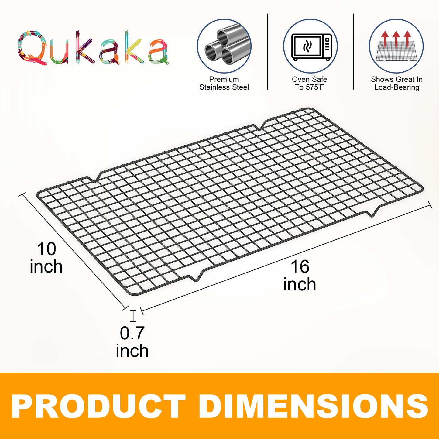 2PCS Cooling Racks for Cooking and Baking - 10" x 16"Heavy Duty Stainless Steel Wire Rack for Baking, Grilling, Roasting - Oven & Dishwasher Safe - Fits Half Sheet Pan(Black)