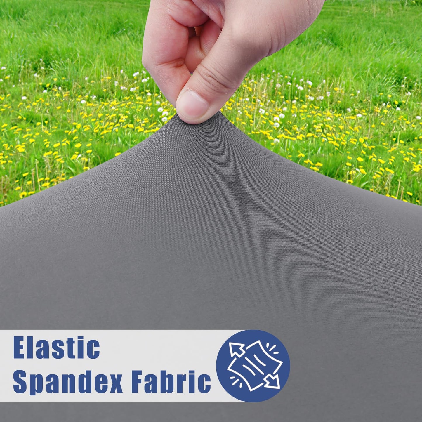 Moosfor Round Spandex Tablecloth, Elastic Fitted Waterproof Tablecloths for 42"-50" Tables, Stretch Washable Picnic Table Cover for Camping, Dining, Indoor and Outdoor, Grey
