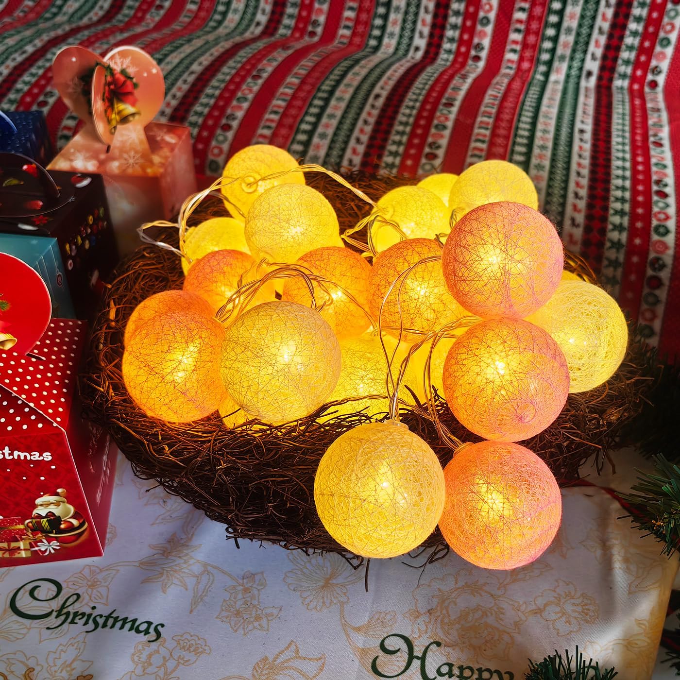 30-Count Battery Operated LED Fairy Lights - 10ft Yellow, Orange & White String Lights for Garden Decor