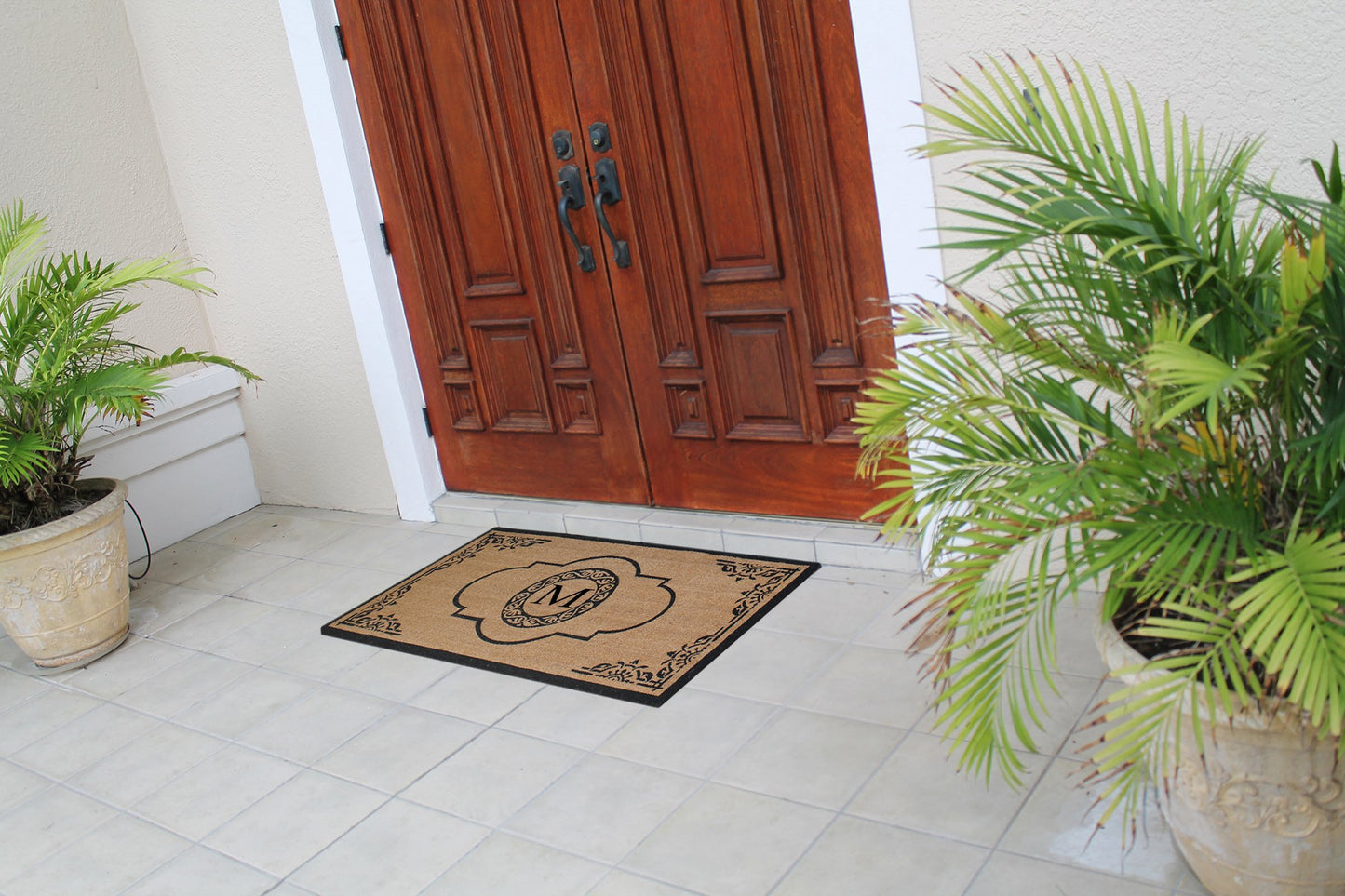 A1HC Natural Coir Monogrammed Door Mat For Front Door, 30x48, Anti-Shed Treated Durable Doormat for door Entrance, Heavy Duty, Thin Profile, Easy to Clean, Long Lasting, Front Door Entry Doormat