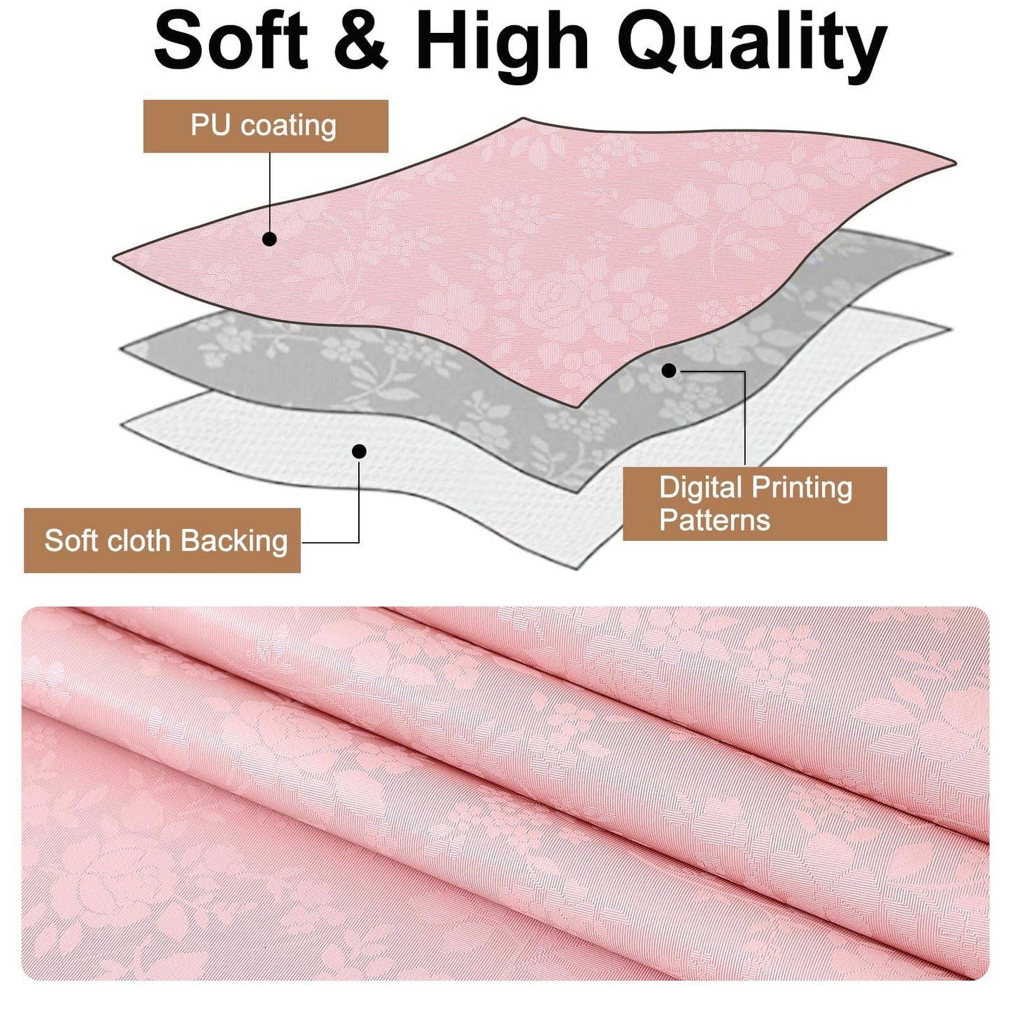 Smiry Round Table Cloth, Waterproof Heavy Duty Vinyl Tablecloths, Wipeable Washable Table Cover for for Dining and Kitchen (Pink, 70" Round)
