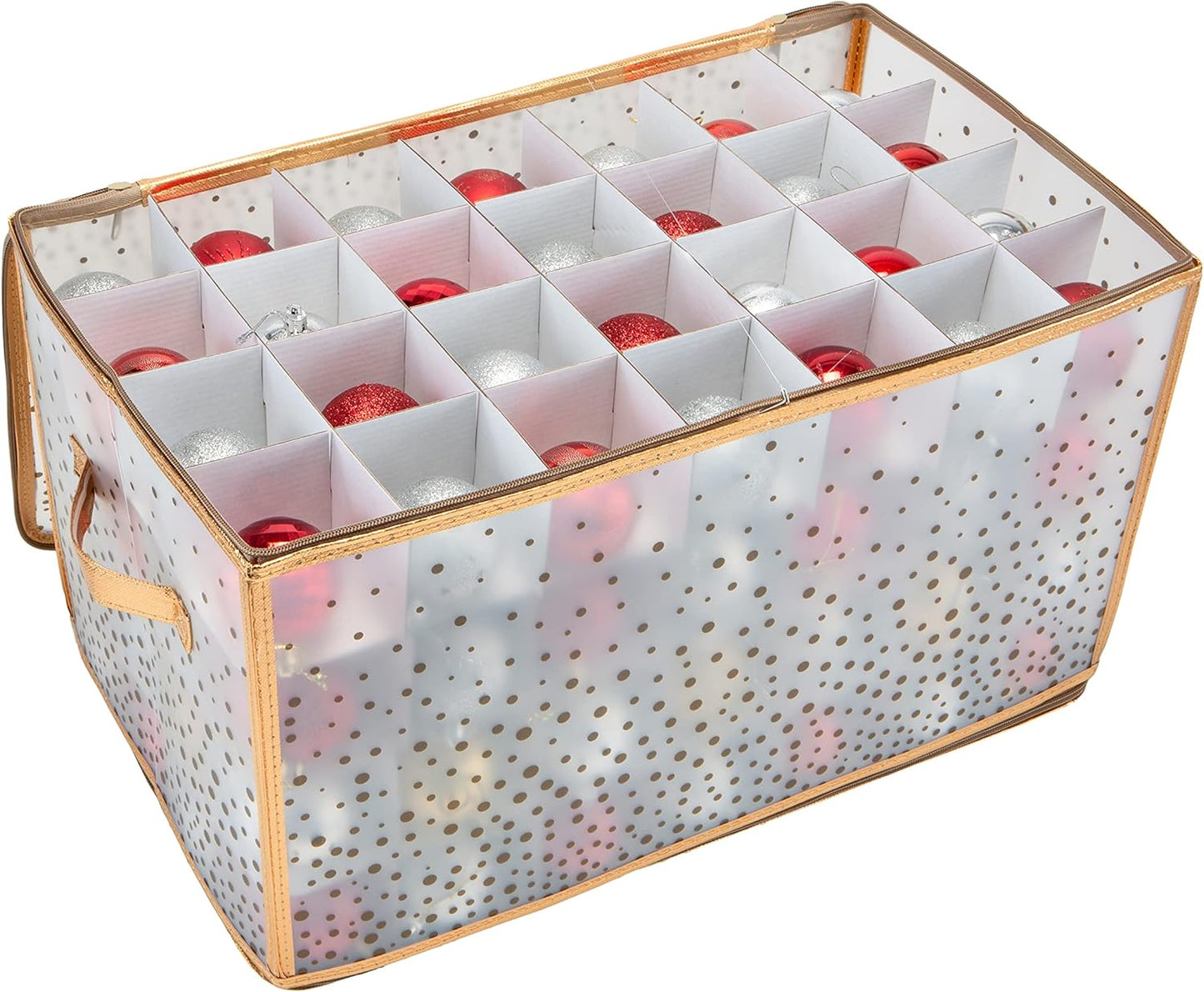 Ornament Storage Organizer for 112 Ornaments | Zipper Closure | Space-Saving Red Design