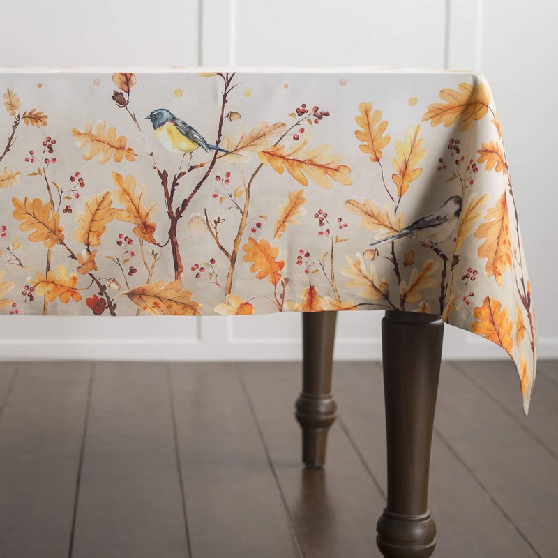 Maison d' Hermine Table Cloth Square Table 100% Cotton 54 x 54 Inches Fall Tablecloth Reusable Everyday Use for Thanksgiving Christmas Decorations Dining Farmhouse Party (Oak Leaves)