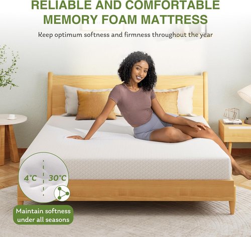 EGOHOME Twin Size Memory Foam Mattress - 12 Inch Cooling Gel Bed with Medium Firm Support | CertiPUR-US Certified, 75''L x 38''W, White
