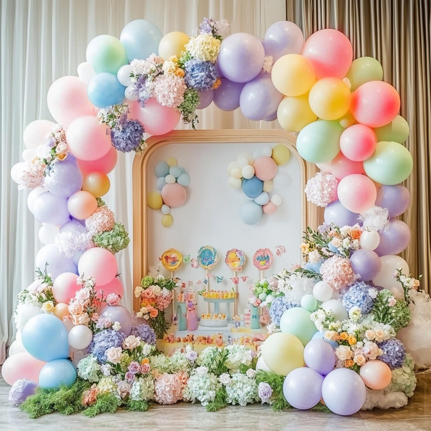 RUBFAC 129pcs Pastel Balloons Different Sizes 18 12 10 5 Inch, Macaron Rainbow Easter Balloon Arch Kit for Baby Shower Birthday Party Gender Reveal Garland Decoration