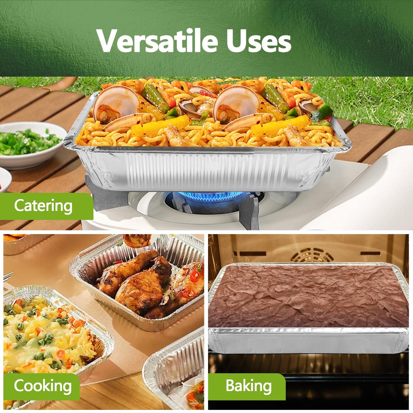 Demiwise Thickened 30 Pack Heavy Duty Aluminum Pans, 9x13 Aluminum Foil Pans Disposable, Half Size Steam Table Foil Baking Tray for Cooking, Baking, Roasting & Chafing, Carton Packaging