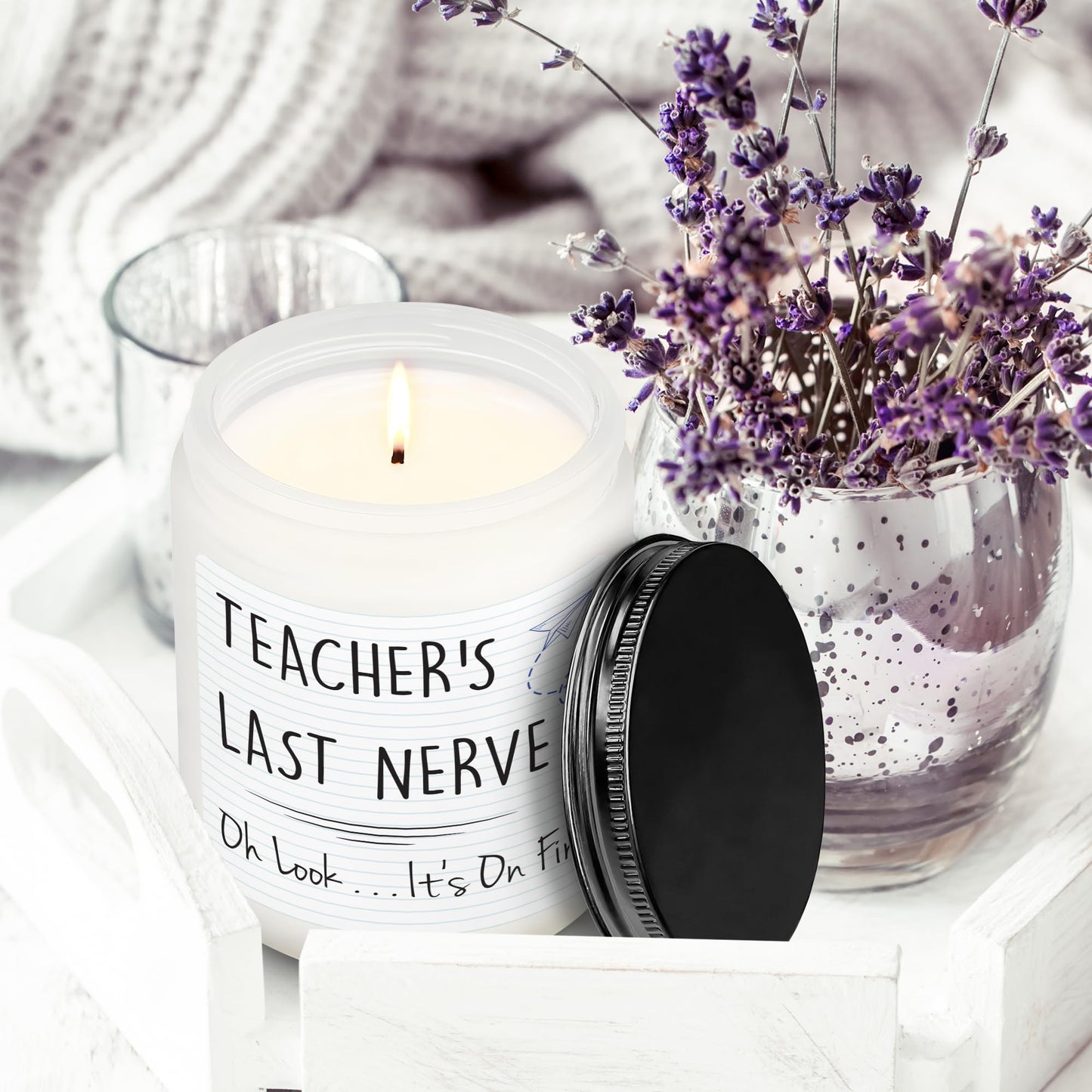 Teacher Appreciation Gifts, Teacher Gifts for Women, Teacher Christmas Gifts, Thank You Gifts from Students, Gifts for Teachers, 7 OZ Soy Wax Lavender Jar Candles