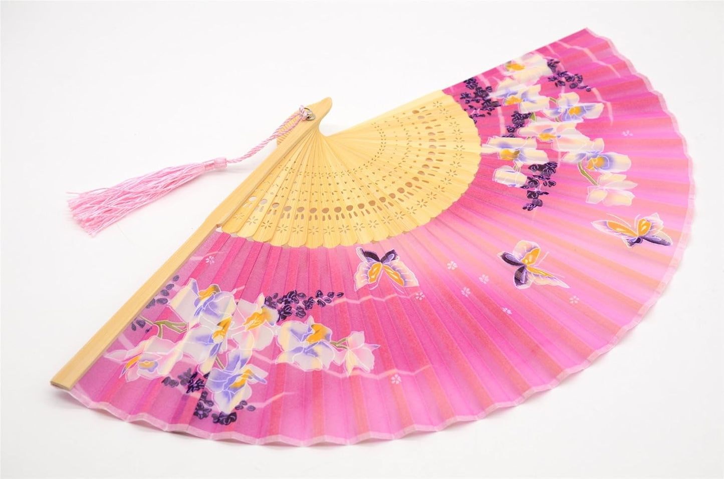 Handmade Silk Folding Fan with Bamboo Frame - Vintage Chinese/Japanese Style for Women & Girls - Gift-Ready with Protective Sleeve (WZS-33)