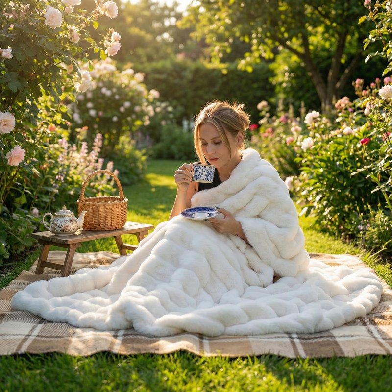 SpottedCozy Bubble Cuddle Twin Blanket for Couch Bed, Faux Fur Ultra Soft Plush Cozy Blanket for Home Bed Office Airplane RV, Machine Washable Easy Care for Women Girls, 60" x 80" Cream White