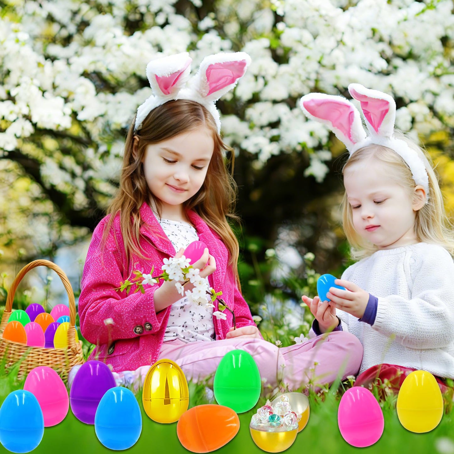 ZICZLI 200 PCS Fillable Plastic Easter Eggs with 6 Golden Eggs, 2.4 Inch Empty Colorful Eggs for Kids Boys Girls Easter Hunt Party Supplies Classroom Rewards Basket Stuffers Easter Party Favors