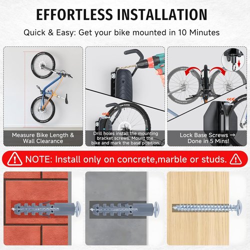 BYHUME Bike Rack - Space-Saving Vertical Wall Mount with 150° Swivel | Holds Up to 66lbs, Easy Install, 2 Pack