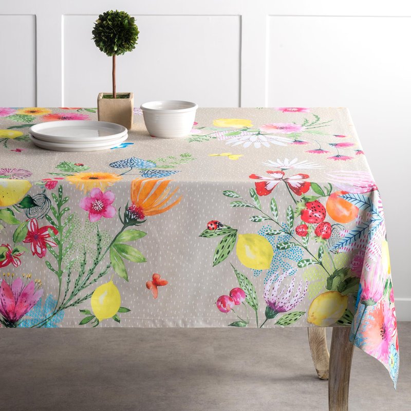 Maison d' Hermine Table Cloth Rectangle Table 100% Cotton 70 x 108 Inches Tablecloth Reusable Decorative for Dining Kitchen Room Farmhouse Home Gifts for Mothers day Spring Summer - Jardin D'Ete - Fog
