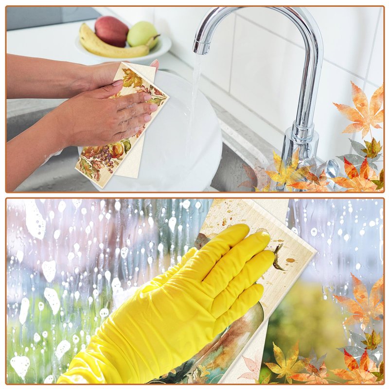 JarThenaAMCS 4Pcs Fall Swedish Kitchen Dishcloth Watercolor Pumpkin Cotton Kitchen Towel Absorbent Dish Towel for Autumn Thanksgiving Home Party Housewarming Cleaning, 7 x 8 Inch