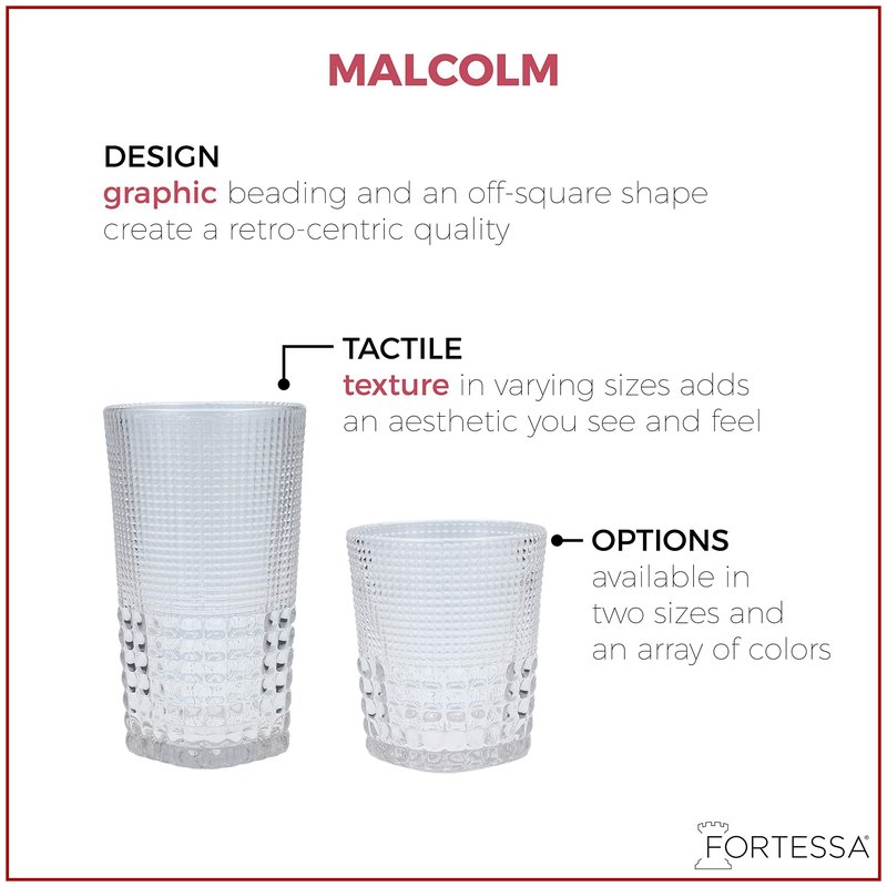 Fortessa Malcolm Double Old Fashioned Cocktail Glass 6 Pack, 11.5-Ounce, Smoke Gray
