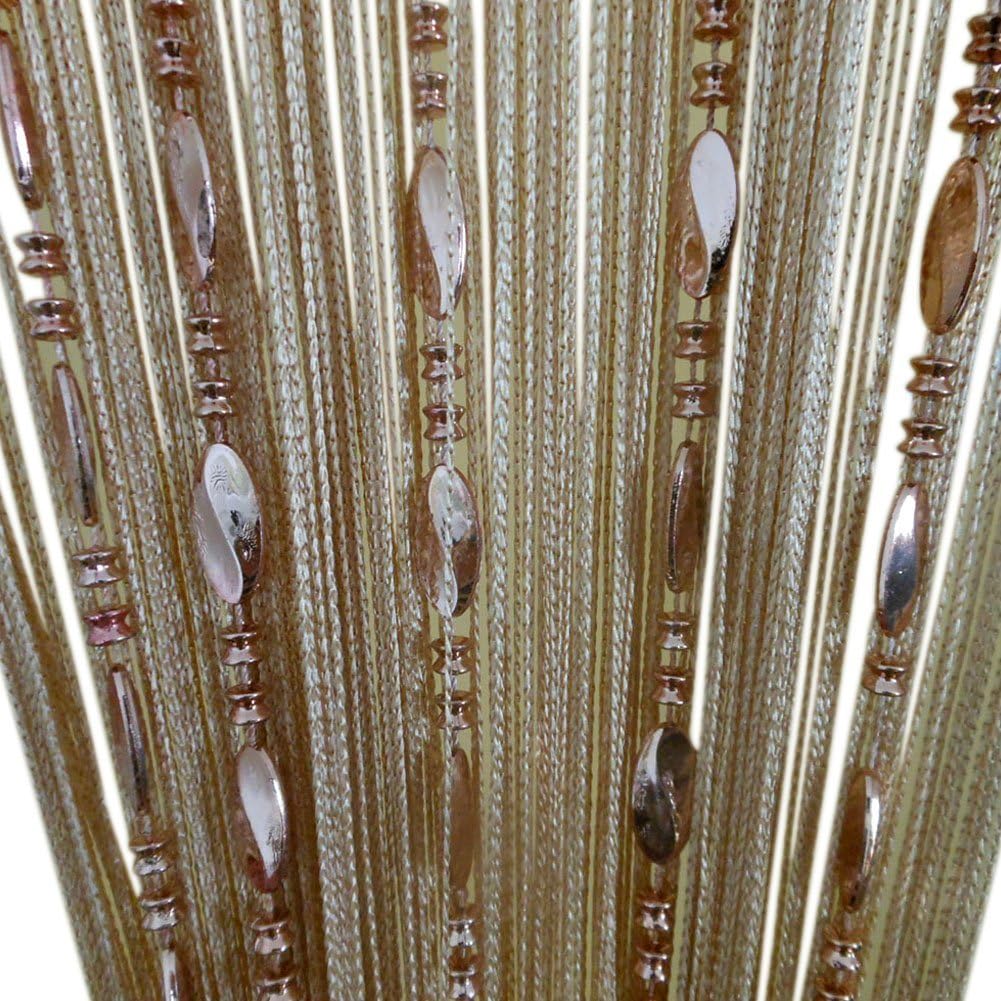 Button Beaded Door Curtain - Champagne Tassel Room Divider (39.3" x 78.5")