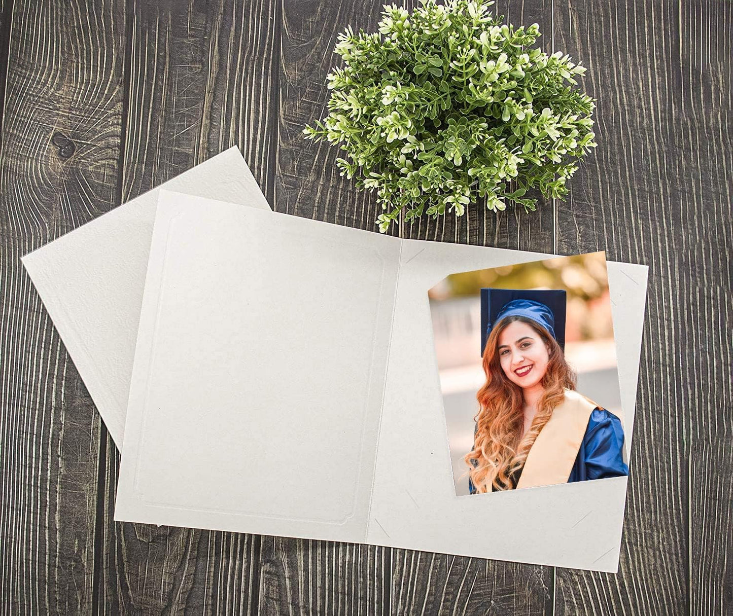 Golden State Art, Pack of 100, 6x8 or 8x10 Photo Folders, Cardboard Picture Frame, Paper Frame Cards, Greetings/Invitation Special Events: Graduation, Christmas, Wedding(Ivory)