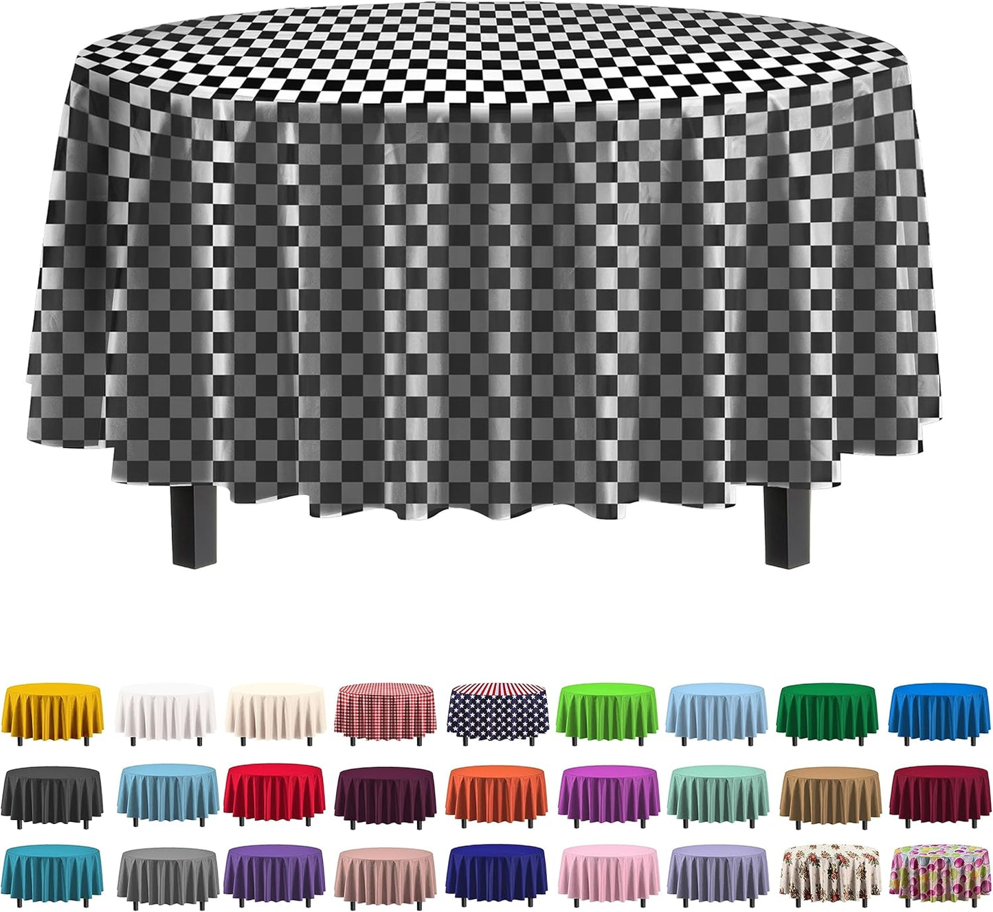 Ivory 84-Inch Round Tablecloth - 12-Pack Premium Plastic Party Supplies