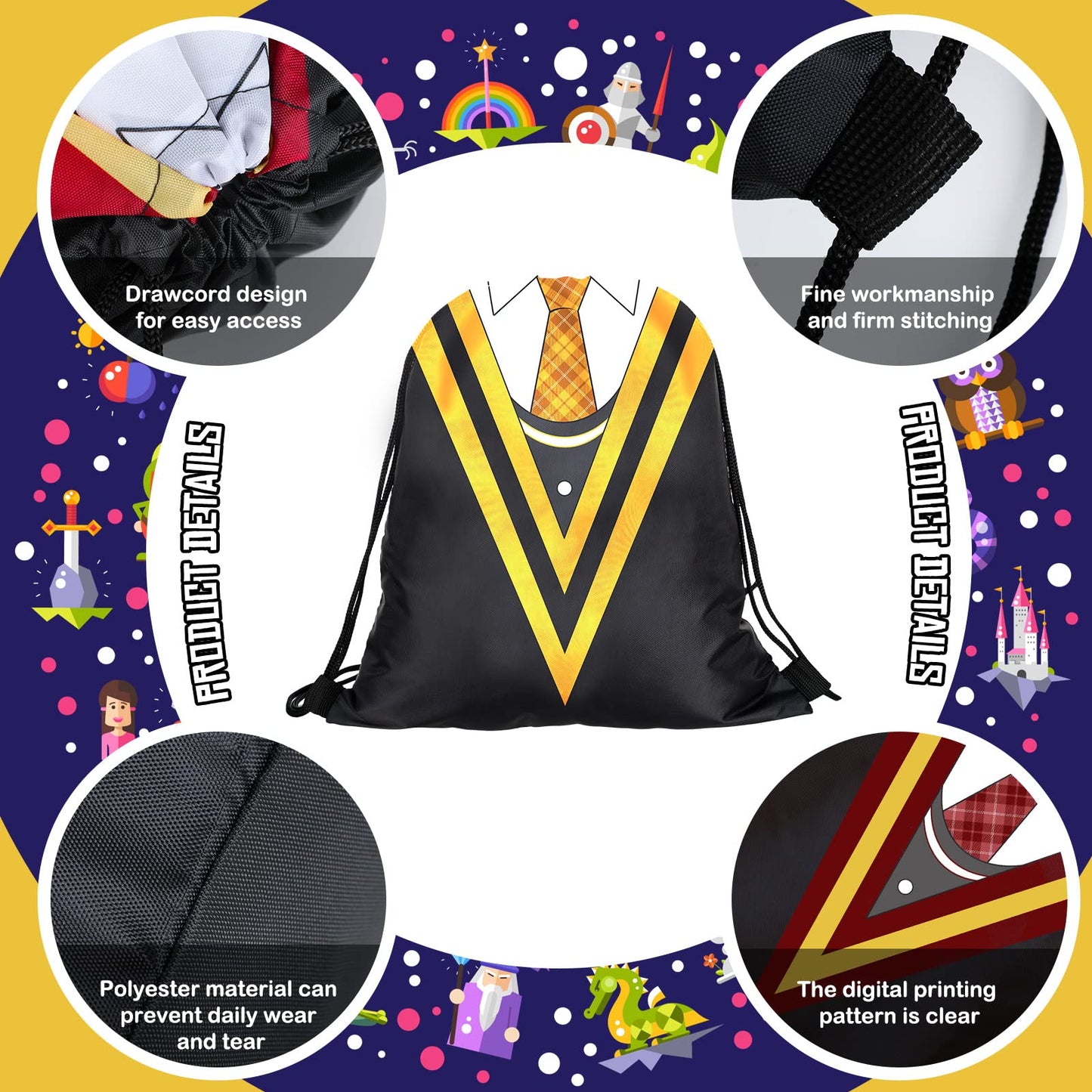 Lothee 30 Pieces Magical Wizard Party Drawstring Backpack Bags for Kids Birthday Goodies Favors Children Birthday Party Supplies Dress up Novelty Decoration(Stylish Style)