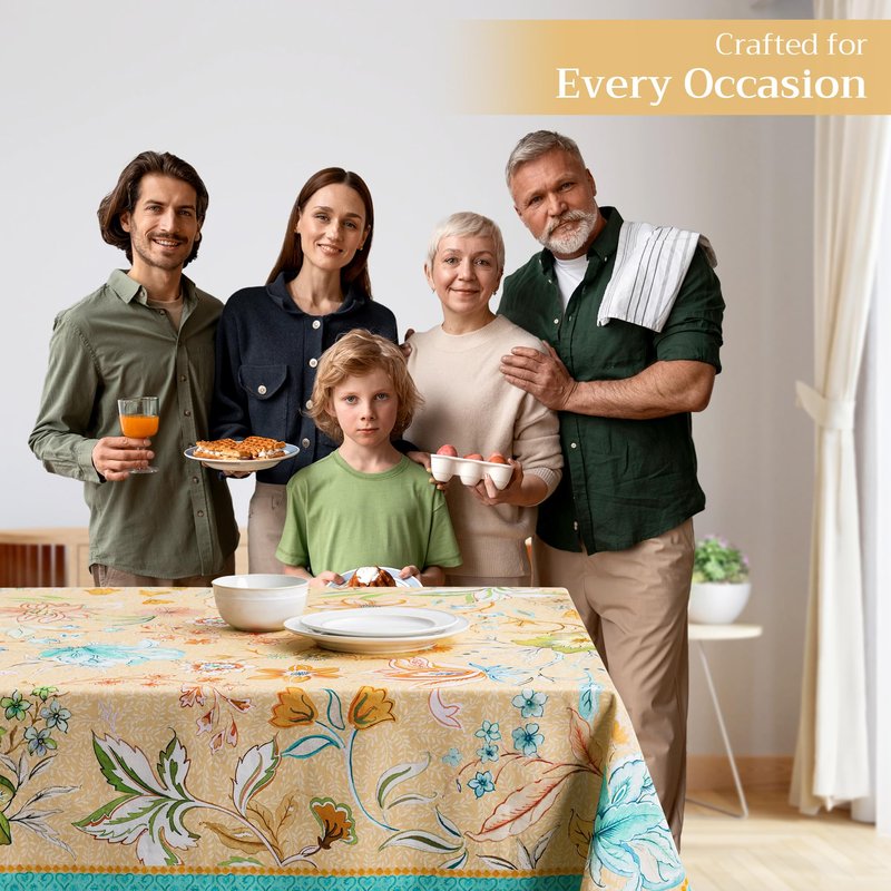 Maison d' Hermine Table Cloth Square Table 100% Cotton 60 x 60 Inches Tablecloth Reusable Decorative for Dining Kitchen Room Farmhouse Home Gifts for Mothers Day Spring Summer - Luxury Loft - Peach