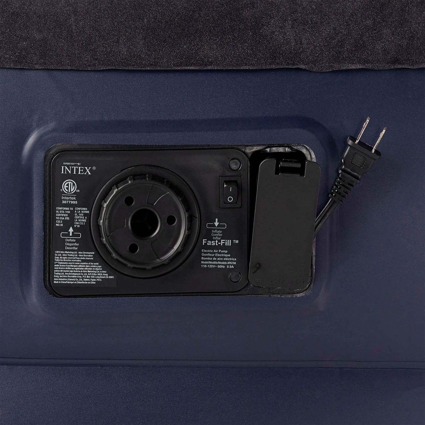 Intex Dura-Beam Standard Series Pillow Rest Raised Airbed w/Built-in Pillow & Electric Pump, Bed Height 16.5", Queen