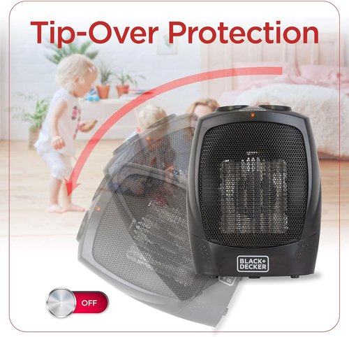 BLACK+DECKER Personal Ceramic Heater - Compact Space Heater with Adjustable Thermostat | Black