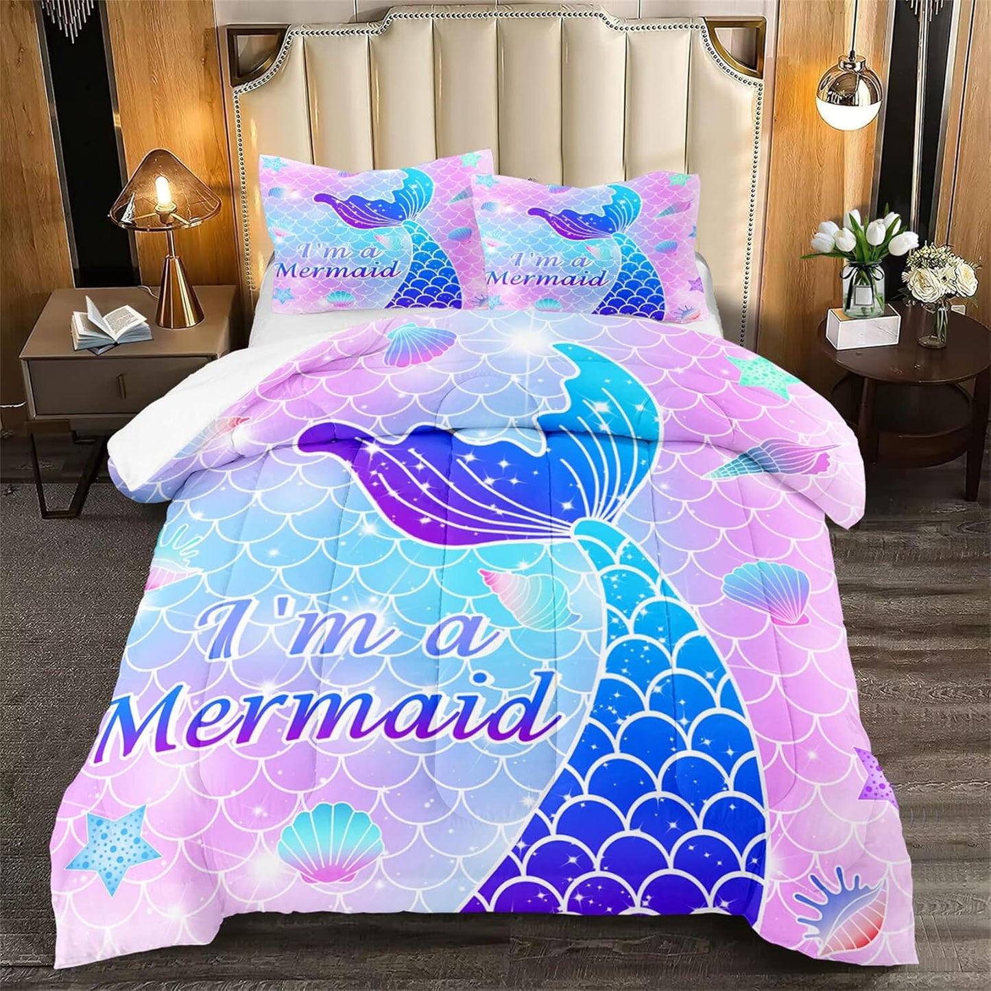 Cute Cartoon Dinosaur Bedding Set, Ultra Soft Full Size Comforter Set for Boys, Lovely Dinosaur Printed Comforter for Kids Teens, Dark Blue Microfiber Quilt for All Season 3Pcs with Pillowcases