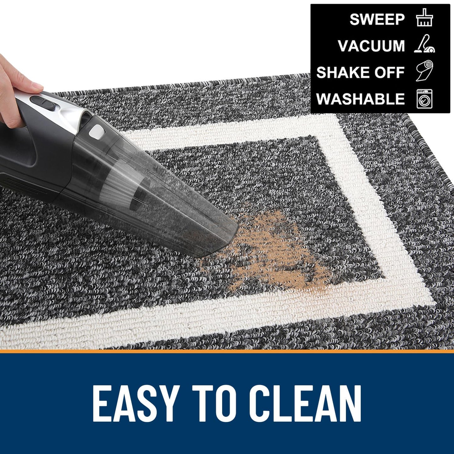 OLANLY Indoor Door Mat, 36x24, Non-Slip Absorbent Resist Dirt Entrance Mat, Washable Low-Profile Inside Entry Doormats for Entryway, Black