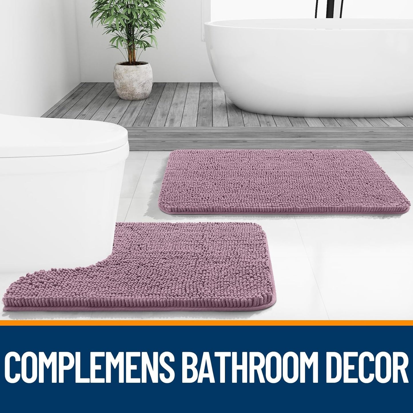 OLANLY Bathroom Runner Rugs - Soft Absorbent Chenille Bath Mats | Quick-Dry, Machine Washable, 70x24, Deep Plum