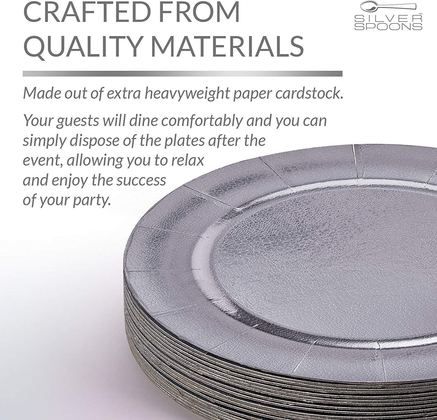 Elegant Silver Disposable Charger Plates Set - 10 Heavy Duty 13” Dinner Plates for Fine Dining & Celebrations