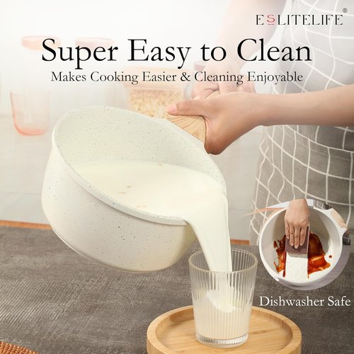 ESLITE LIFE Nonstick Sauce Pan - 1.5 QT Small Soup Pot with Lid | PFOA Free, Compatible with All Stovetops