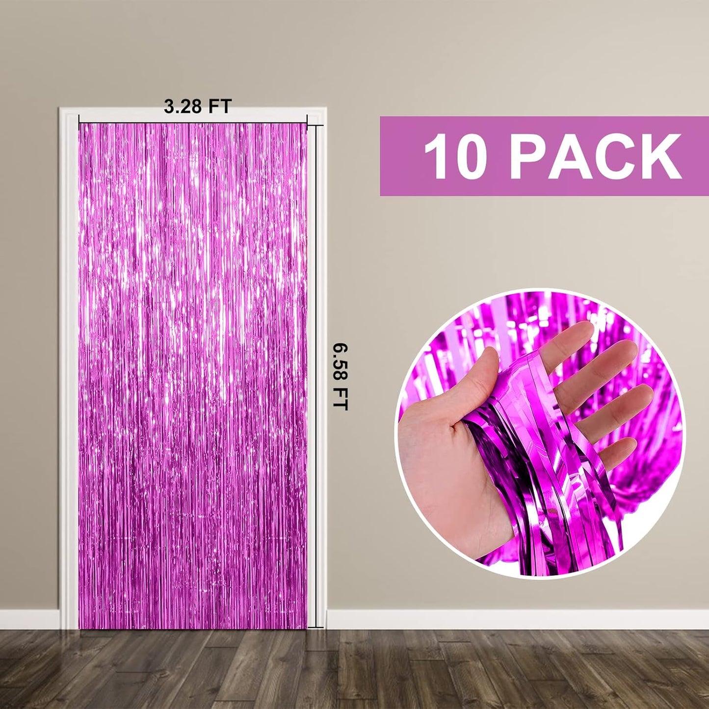 Skiennix 10 Pack Foil Curtain Backdrop - Metallic Tinsel Fringe for Photo Booth Props | Party Decorations