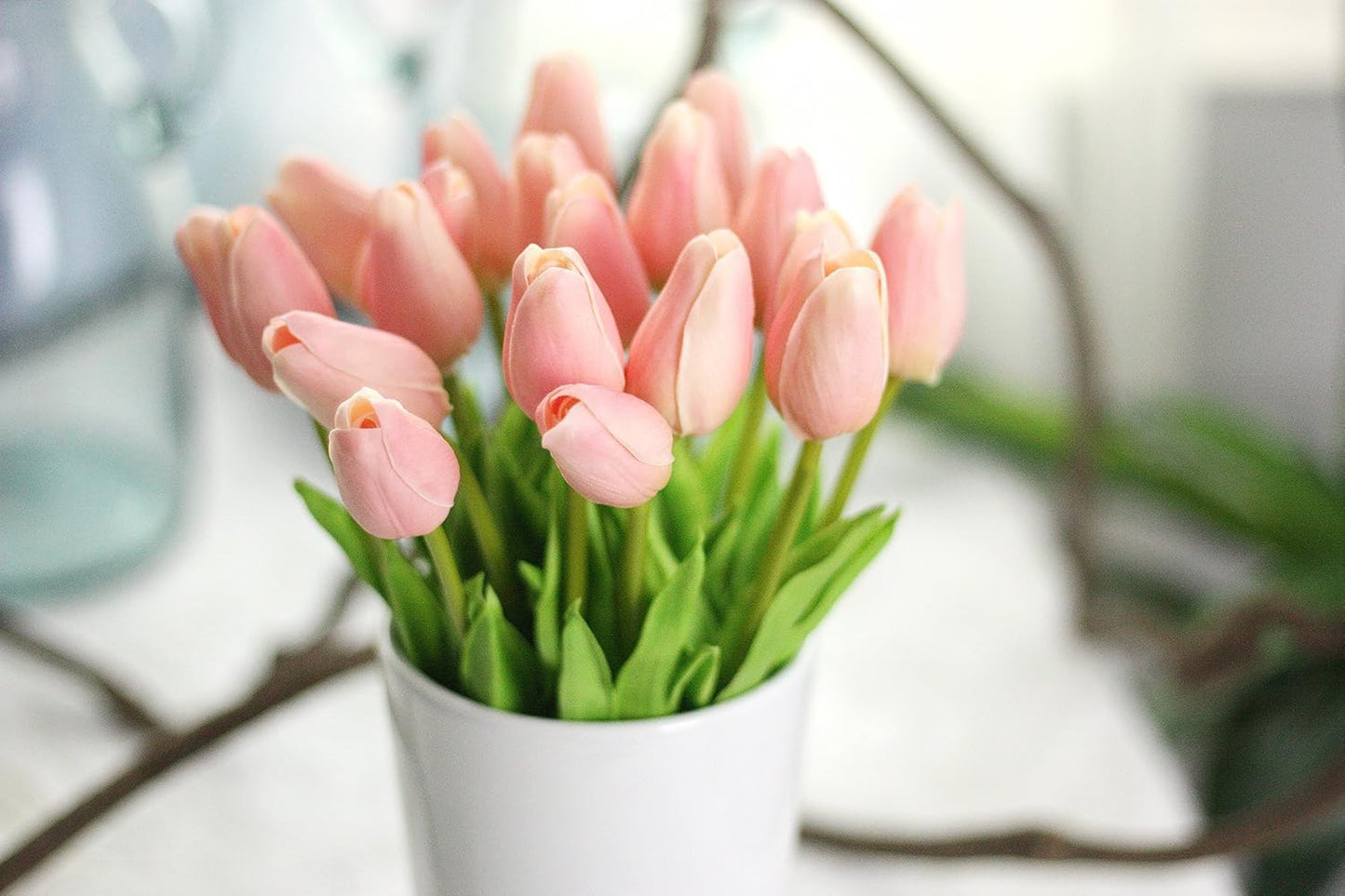 10 Eco-Friendly Light Pink Holland Tulip Artificial Flowers - Realistic Latex Decor for Christmas & Parties