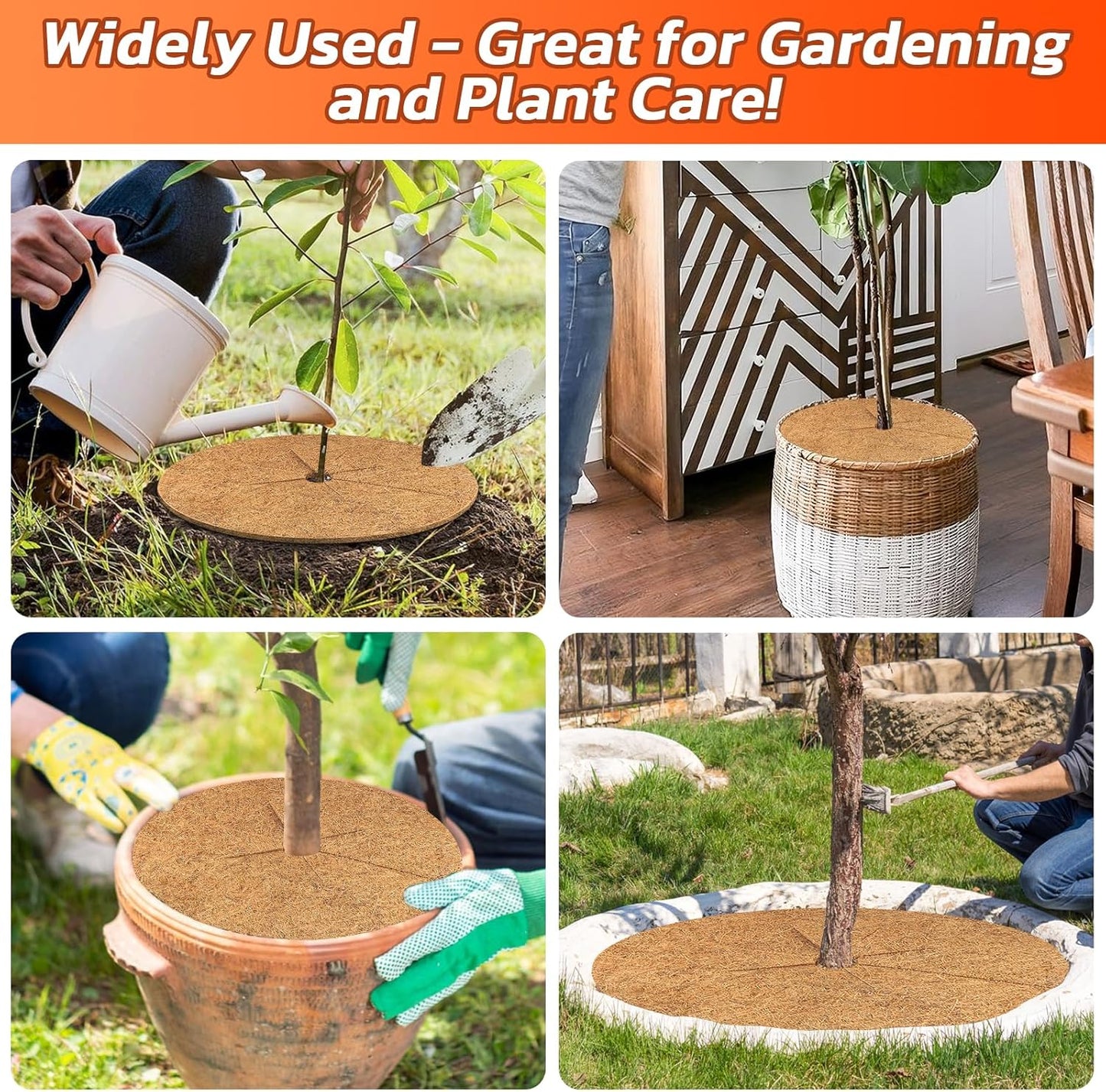 Legigo Coconut Fiber Mulch Ring - 30 Inch Natural Coir Plant Protector Mat for Indoor/Outdoor Use