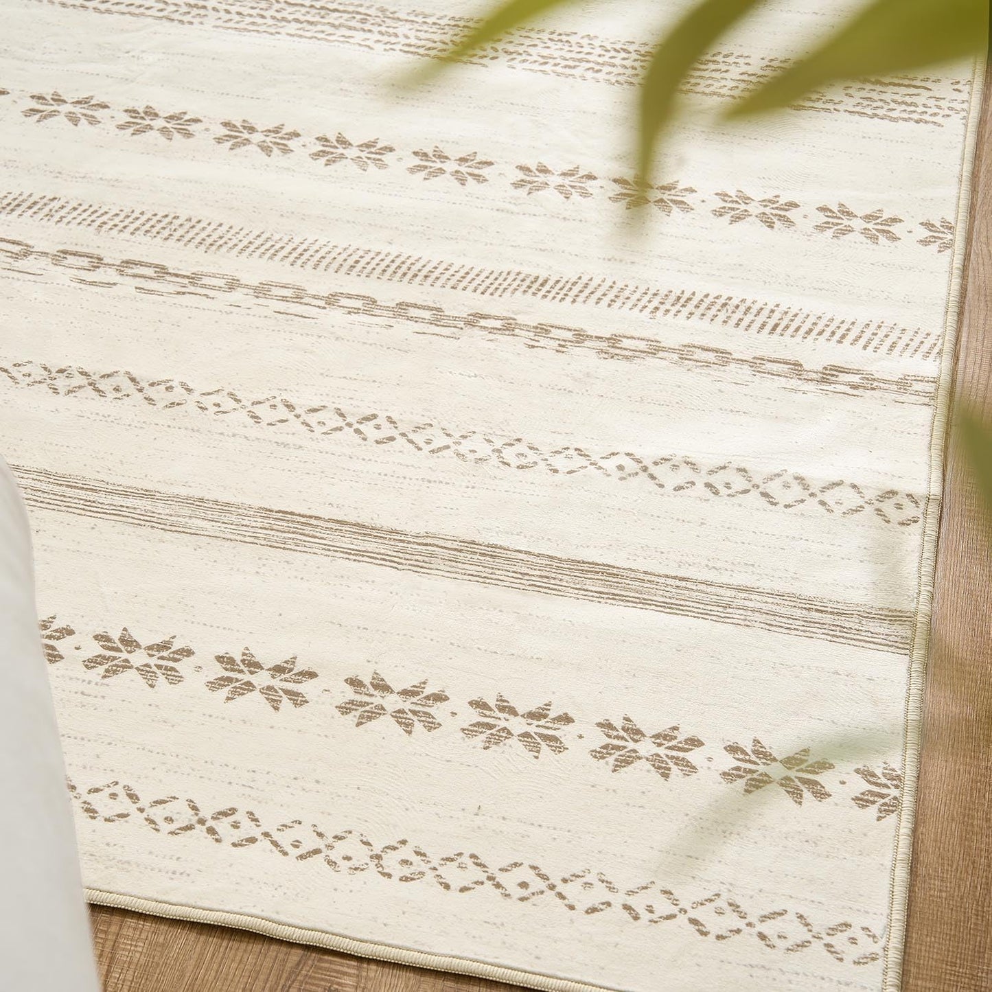 jinchan Boho 4x6 Area Rugs - Machine Washable Moroccan Soft Throw Rug Bohemian Ripple Design Non-Slip Neutral Carpet for Bedroom Entryway Living Room Kitchen Dining Room Home Office (4‘x6',Beige)