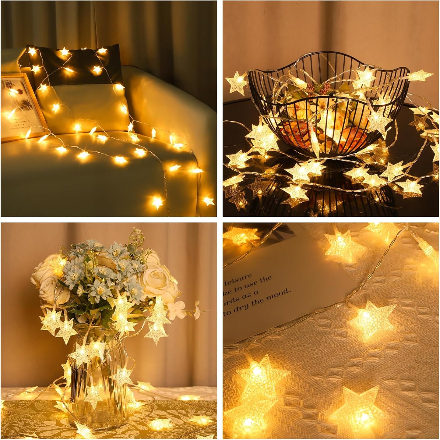 Skiennix 33ft Star String Lights - 100 LED Waterproof Fairy Lights with Remote Control | Warm White for Indoor/Outdoor Decor