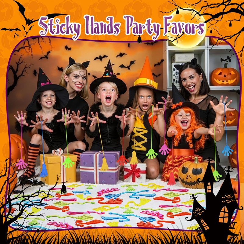 Sticky Hands Bulk 60 PCS Party Favors for Kids 4-8,8-12 Year Stretchy Sticky Hand Feet Goodie Bags Stuffers for Kids Treasure Box Toys for Classroom Small Mini Prizes Birthday Party Supplies Slap Hand