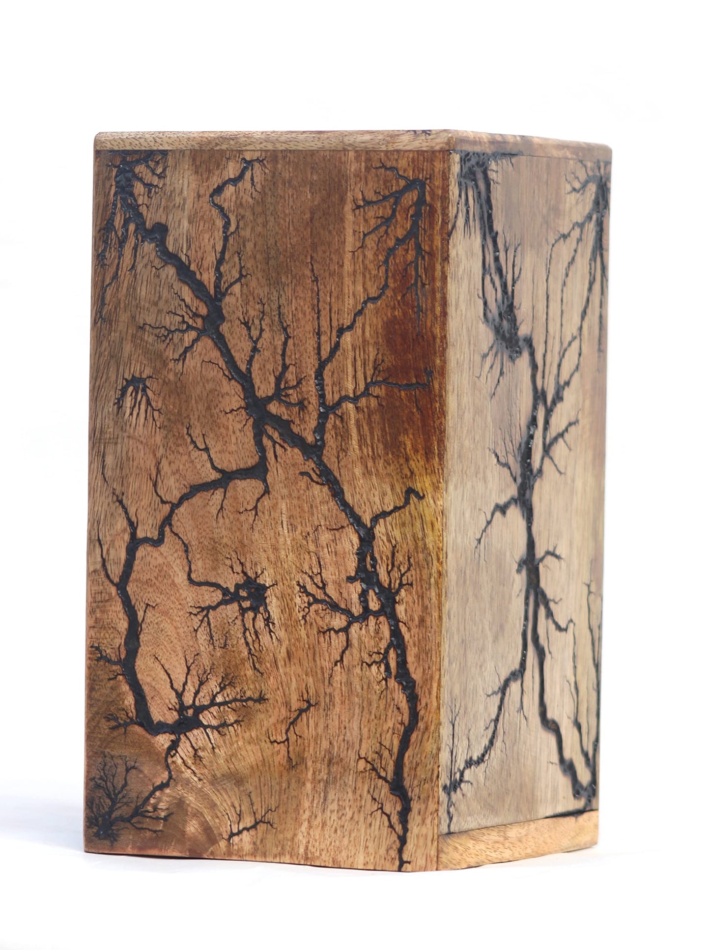 Wooden Urn Box Funeral Cremation Urns for Human Ashes Adult Large - Burial Urns for Columbarium - Fractal Burn Wooden Urn Box - Cremation Urns for Adult Ashes up to 25lbs (5" x 4.25" x 4.25")