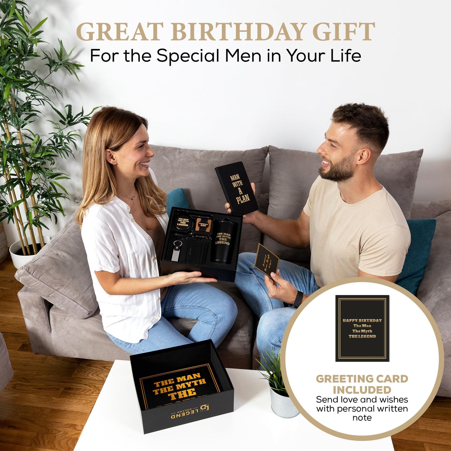 Legend Dreams Birthday Gifts for Men: 9 Premium Items, Perfect for Dad, Husband, Boyfriend, Boss, Friend, Brother or Grandpa – Legendary Gift Set to Celebrate Valentine's Day