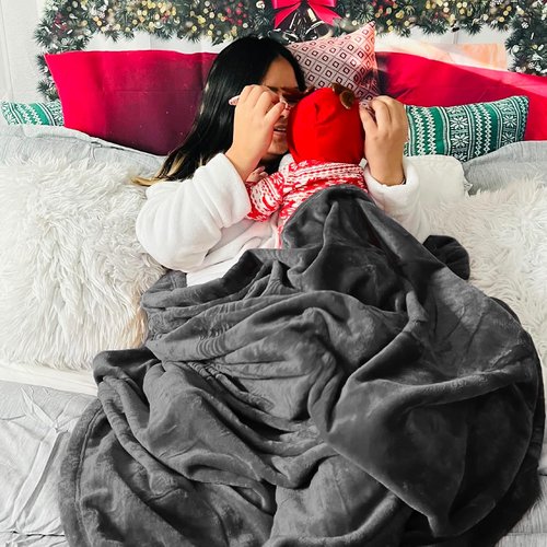 Bedsure GentleSoft Fleece Blanket - Cozy Lightweight Plush Twin Size Dark Grey, 60x80 Inches