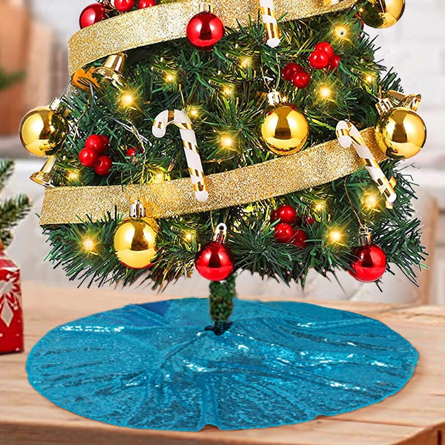 48-Inch Silver Sequin Christmas Tree Skirt - Reusable Holiday Decor for Festive Parties
