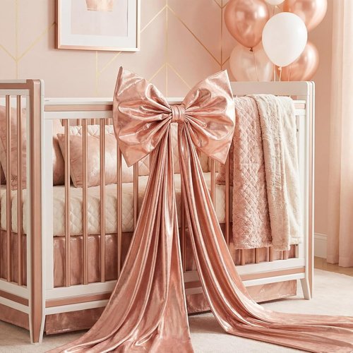Giant Shiny Bow Decoration - 82 Inches Extra Large Rose Gold Bow with Metal Clip & Wire Support for Weddings, Parties, and Home Decor