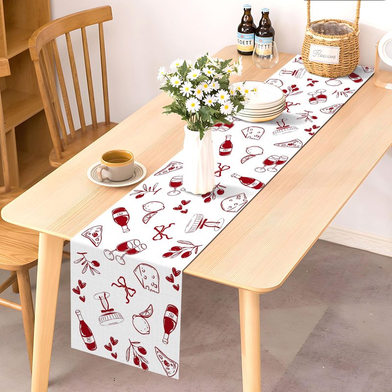 Pudodo That's Amore Table Runner Valentines Day Italian Themed Bachelorette Party Wedding Bridal Shower Kitchen Dining Room Home Decor (13" x 72")