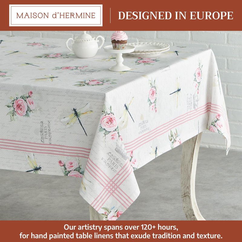 Maison d' Hermine Table Cloth Rectangle Table 100% Cotton 60 x 120 Inches Tablecloth Reusable Decorative for Dining Kitchen Room Farmhouse Home Gifts for Mothers Day Spring Summer - Champ De Mars
