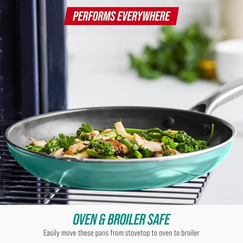 Blue Diamond 8" Nonstick Frying Pan - Diamond Infused Ceramic, PFAS-Free, Dishwasher Safe, Turquoise